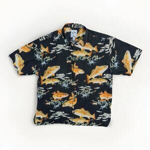 Vintage Guy Harvey Bluewater Wear Fish Hawaiian Shirt Size XL Made In USA